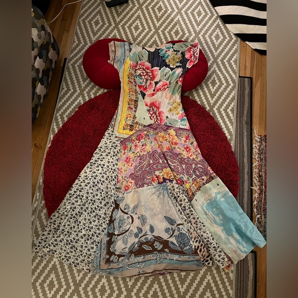 Johnny Was Silk Mixed Print Extra Small Summer Dress Long - Picture 2 of 4